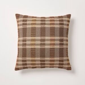 24" Stripe Square Toss Pillow Brown/Tan - Hearth & Hand™ with Magnolia